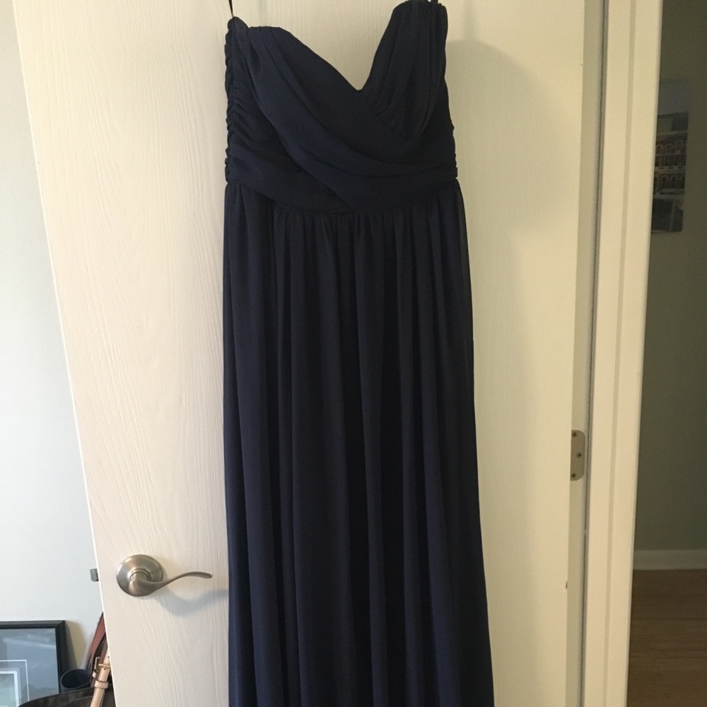 Navy blue strapless dress